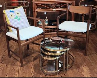 Pair Mid Century chairs and tables