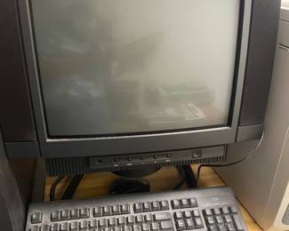 Vintage IBM Aptiva Pentium Desktop Computer System with IMB CRT Monitor, Keyboard & Mouse & Joystick- Powers On