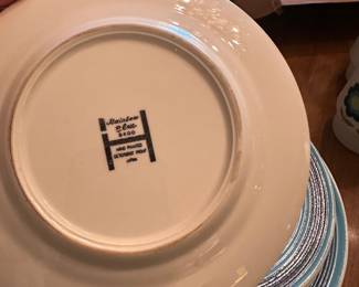 $25.00/Set - Set of 10 Rainbow Blue Stripe Mix of Plates and Pasta Bowls (Model #8400)