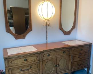 $525.00 - Vintage Hollywood Regency Triple Dresser with Stone Inlay