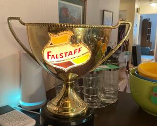 $75.00 - Vintage Falstaff Beer Lighted Trophy Display Lamp