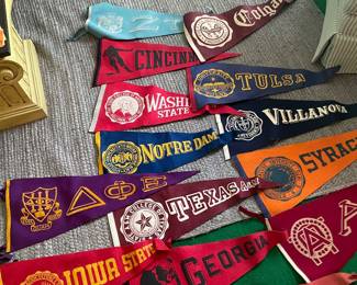$355.00 - Vintage College & Fraternity Felt Pennant Collection, 17 Pieces - Notre Dame, Texas A&M, TCU & More