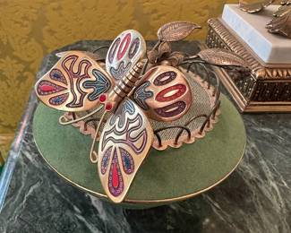 $35.00 - WACO Japan Enameled Brass Butterfly Music Box