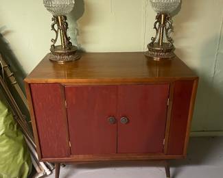$225.00 - Mid Century Modern Walnut Cabinet/Credenza with Tapered Legs