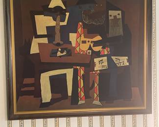 $75.00 - Mid Century Modern Picasso Style Abstract Jazz Musician Art