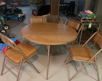 $75.00 -Mid-Century Samsonite Folding Table with 4 Matching Chairs