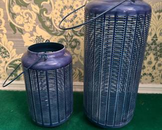 $15.00 & $18.00 - Blue Metal Outdoor Lantern Garden Candle Holder