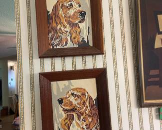 $48.00/pair - Vintage Framed English Cocker Spaniel Paintings