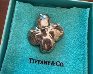 $197.00 - Tiffany & Co. Sterling Silver Dogwood Brooch