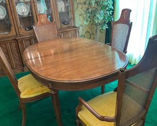 $450.00 - French Regency Style Dining Room Set with Oval Table and 4 Cane-Back Chairs
