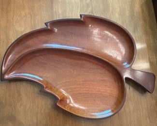 $24.00 - Carved Wood Leafe Serving Tray - Made in Haiti