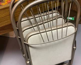 $56.00 - MCM Metal Folding Chairs with Vinyl Padded Seats, Set of 3