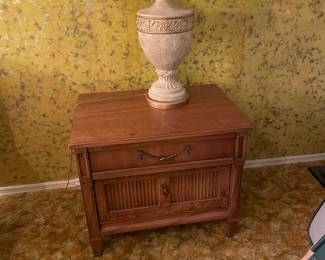 $75.00 - Vintage Cherry Nightstand/End Table & Tambour Door Storage