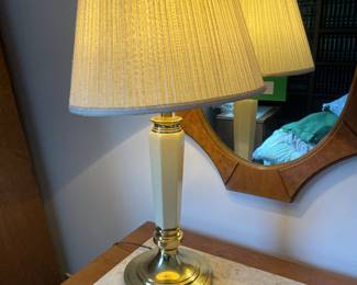 $45.00 - Vintage Brass & Cream Column Table Lamp