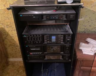 $325.00 - Vintage Savoy Classique A1000 Stereo System with Direct Drive Turntable, Cassette Deck and Speakers - Includes Cabinet