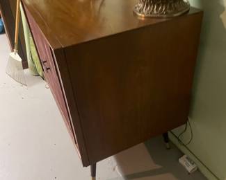 $225.00 - Mid Century Modern Walnut Cabinet/Credenza with Tapered Legs