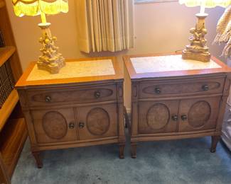 $145.00/each - Hollywood Regency Nightstand with Stone Inlay