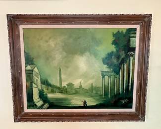 $325.00 - Vintage Large Framed Oil Painting on Canvas By Jamison
