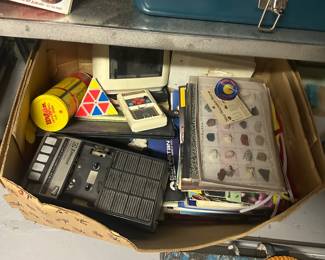 Box of Various 1970's Toys, Games and Electronics