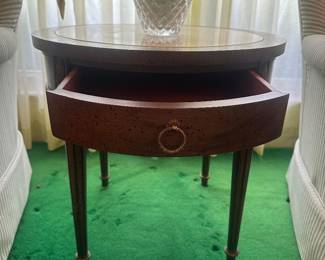 $375.00 - Vintage Henrendon Louis XVI Style Bouillotte Table with Stone Inlay