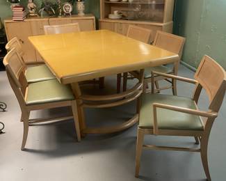 $475.00 - Mid Century Danish Dining Set, Expandable Table with 2 Captain Chairs and 4 Chairs