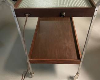 $395.00 - Vintage Houze Atomic Illuminated Bar Cart Hostess Serving Cart