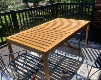 $125.00 - Wood Patio Table with Umbrella Hole, Folding