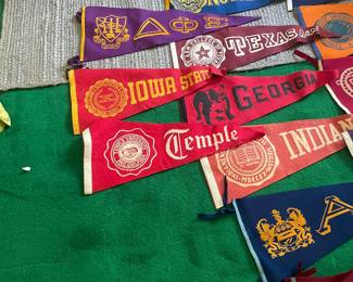 $355.00 - Vintage College & Fraternity Felt Pennant Collection, 17 Pieces - Notre Dame, Texas A&M, TCU & More