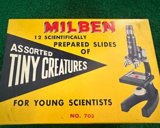 $15.00 - Vintage Milben No. 703 Assorted Tiny Creatures Slide Set