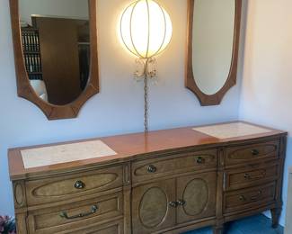 $525.00 - Vintage Hollywood Regency Triple Dresser with Stone Inlay