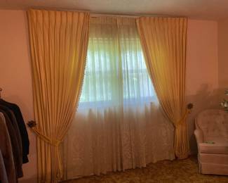 $85.00 - Complete Window Treatment: Yellow Drapes and Sheer Under-Curtains