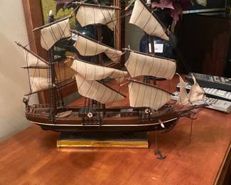 $65.00 - Vintage Handcrafted Spanish Sailing Ship Model "Velero Espanol Ano 1768"