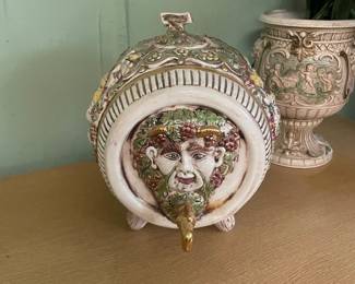 $75.00 - Vintage Ceramic Barrel-Shaped Liquor Decanter