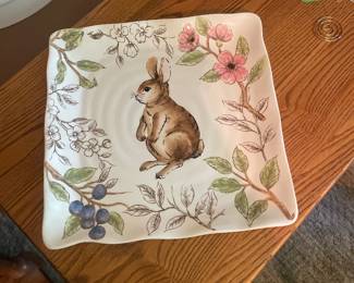 $22.00 - Maxcera Festive Rabbit Square Serving Platter