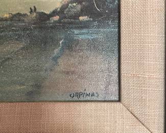 Vintage Tropical Seascape Oil Painting Carved Wood Frame, Artist Signed