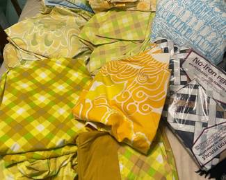Collection of Vintage Sheets with Bright Mod and Floral Prints