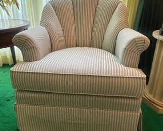 $135.00 Each - Channel-Back/Fluted Striped Art Deco Swivel Armchairs