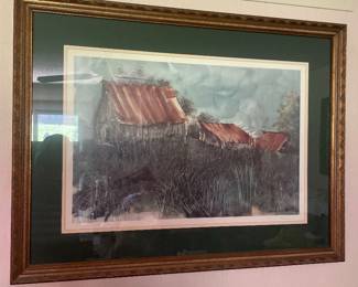 $95.00 - Signed Connie Hendrick Landscape Print, Matted and Framed