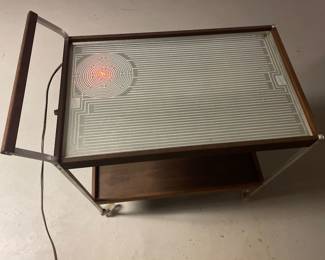 $395.00 - Vintage Houze Atomic Illuminated Bar Cart Hostess Serving Cart