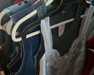 Vintage lingerie, denim vests and tanks