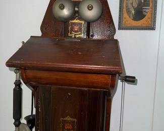Antique wooden wall telephone