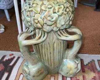 Vintage Majolica-style glazed ceramic vase