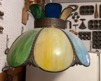 Vintage slag glass hanging lamp