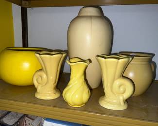 Collection of vintage yellow pottery 
