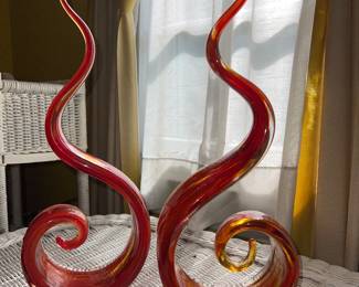 Murano-style Dancing Flame or Fire ribbon sculptures