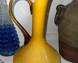 Vintage Empoli cased glass ever pitcher, made in Italy