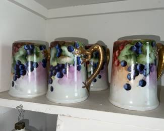 Hand-painted grape motif mugs