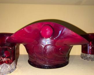 Fenton, Mandarin Red glass basket