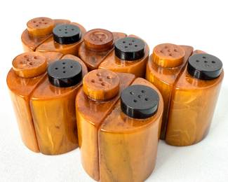 Lot of 5 Pairs of Vintage Bakelite Half Moon Salt and Pepper Shakers 