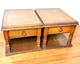 Set of 2 Vintage Matching Side Tables with Spiral Trim 